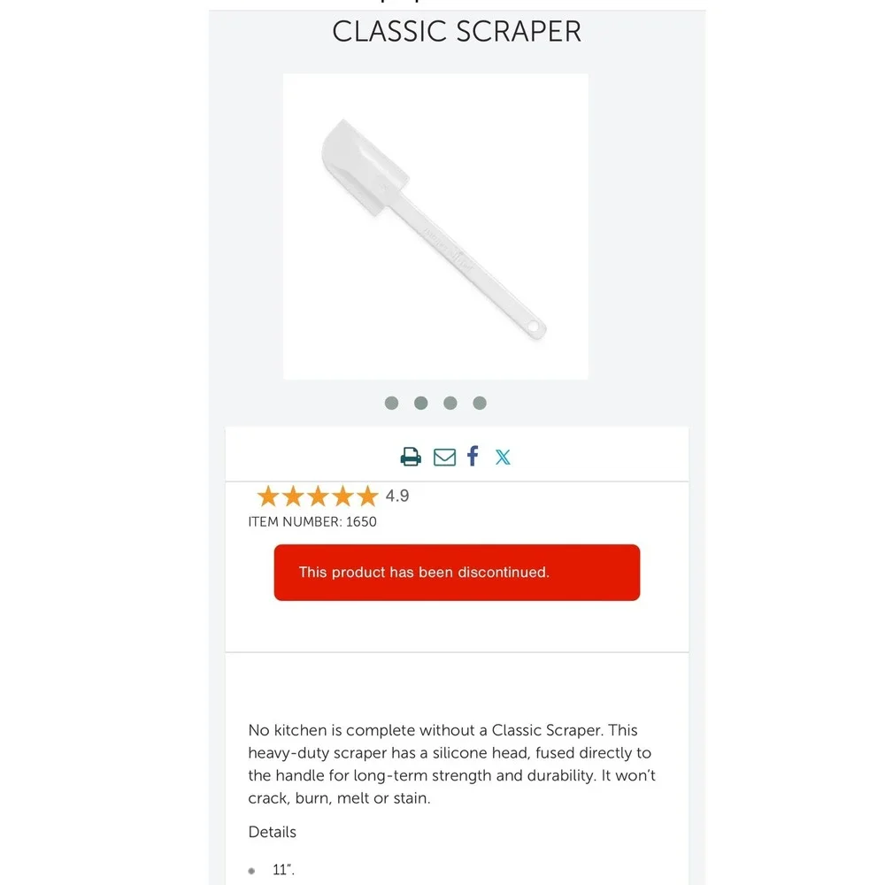 New sealed Pampered chef classic scraper 1650 | discontinued product